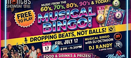 Musical Bingo and an 80's & 90's DJ Dance Party !
