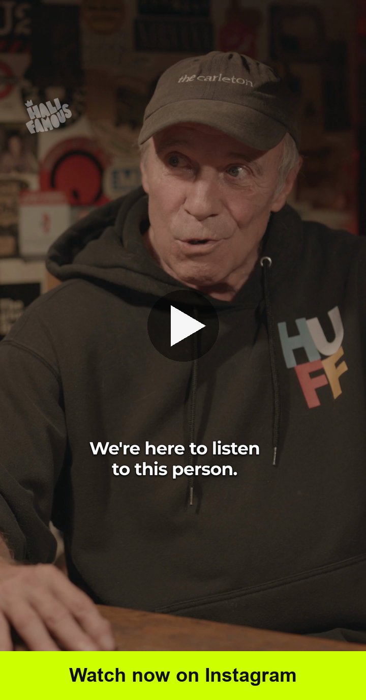 Mike Campbell in a Carleton cap and HUFF hoodie, with a play button and Watch now on Instagram.